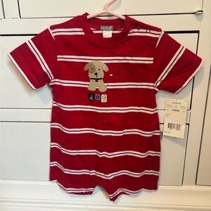 NEW y2k Carter’s romper baby boy dog puppy striped